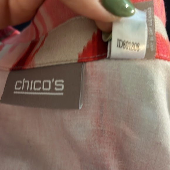 Chico’s Lightweight Jacket Swirls of Pink Pockets Size 3 XL Buttons Collar Cuffs - Picture 10 of 10